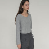 SITP5164 Round Neck Long Sleeve T-Shirt_Melange Gray
