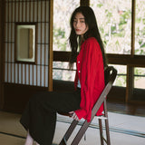 SITP5198 Linen Blend Pure Shirt_Cherry red