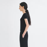 SITP5201 Retro U-Neck Slim Short Sleeve T-Shirt_Black