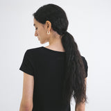 SITP5201 Retro U-Neck Slim Short Sleeve T-Shirt_Black