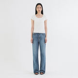 SITP5201 Retro U-Neck Slim Short Sleeve T-Shirt_Ivory