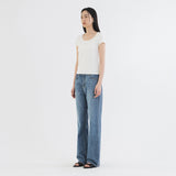 SITP5201 Retro U-Neck Slim Short Sleeve T-Shirt_Ivory