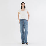 SITP5201 Retro U-Neck Slim Short Sleeve T-Shirt_Ivory