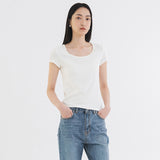 SITP5201 Retro U-Neck Slim Short Sleeve T-Shirt_Ivory