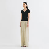 SITP5202 Retro V-Neck Slim Short Sleeve T-Shirt_Black