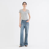 SITP5202 Retro V-Neck Slim Short Sleeve T-Shirt_Melange Gray