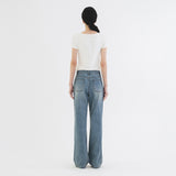 SITP5202 Retro V-Neck Slim Short Sleeve T-Shirt_Ivory