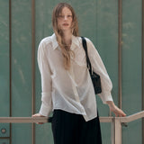 SITP5222 V-neck Tie Blouse_Ivory