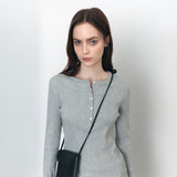 SITP5245 Multi Ribbed Henley Neck T-Shirt_Melange gray