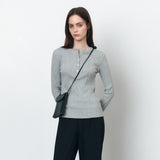 SITP5245 Multi Ribbed Henley Neck T-Shirt_Melange gray