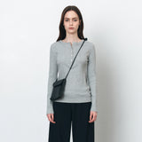 SITP5245 Multi Ribbed Henley Neck T-Shirt_Melange gray