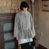 SIOT4184 Belted Half Trench Jacket_Greige