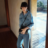SITP5249 Western oversized denim shirt_Medium blue