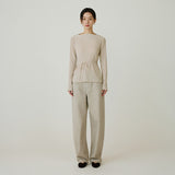 SITP5255 String Pleats Top_Beige