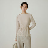 SITP5255 String Pleats Top_Beige
