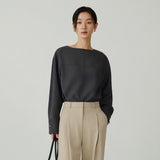 SITP5261 Boatneck Minimal Blouse_Charcoal