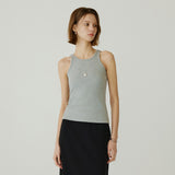 SITP5271 Basic Round Neck Crop Tank Top_Melange gray