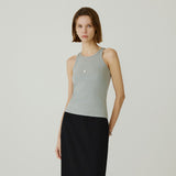 SITP5271 Basic Round Neck Crop Tank Top_Melange gray