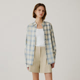 SITP5273 KUWAMURA Lier Check Shirt_Cream Blue