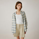SITP5273 KUWAMURA Lier Check Shirt_Cream Blue
