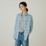 SITP5273 KUWAMURA Lier Check Shirt_Sky blue
