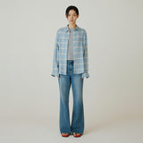 SITP5273 KUWAMURA Lier Check Shirt_Sky blue