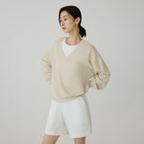 SITP5274 V-neck Batwing Comfort T-shirt_Light beige