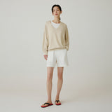 SITP5274 V-neck Batwing Comfort T-shirt_Light beige
