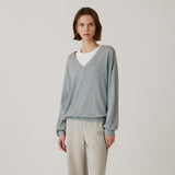 SITP5274 V-neck Batwing Comfort T-shirt_Melange gray