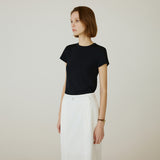 SITP5275 Slim Ribbed Short Sleeve T-Shirt_Black