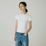 SITP5275 Slim Ribbed Short Sleeve T-Shirt_Ivory