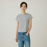 SITP5275 Slim Ribbed Short Sleeve T-Shirt_Melange gray