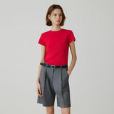 SITP5275 Slim Ribbed Short Sleeve T-Shirt_Red