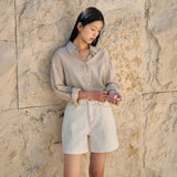 SITP5278 Soft sheer Summer Shirt_Beige