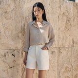 SITP5278 Soft sheer Summer Shirt_Beige