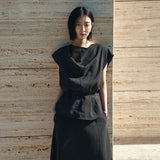 SITP5280 Fluid Cowl Blouse_Black