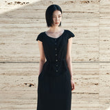 SITP5281 Cap Sleeve Wrinkle Blouse_Black