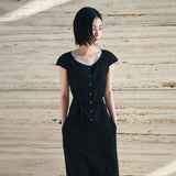 SITP5281 Cap Sleeve Wrinkle Blouse_Black