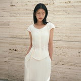 SITP5281 Cap Sleeve Wrinkle Blouse_Ivory