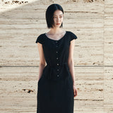 SITP5281 Cap Sleeve Wrinkle Blouse_Black
