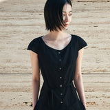 SITP5281 Cap Sleeve Wrinkle Blouse_Black