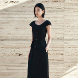 SITP5281 Cap Sleeve Wrinkle Blouse_Black