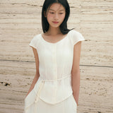 SITP5281 Cap Sleeve Wrinkle Blouse_Ivory