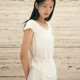 SITP5281 Cap Sleeve Wrinkle Blouse_Ivory