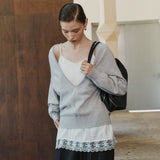 SITP5282 Lace Silky Slip Top_White