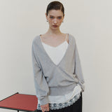 SITP5282 Lace Silky Slip Top_White