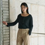 SITP5283 Sheer Henley Neck T-Shirt_Black