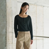 SITP5283 Sheer Henley Neck T-Shirt_Black