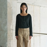 SITP5283 Sheer Henley Neck T-Shirt_Black