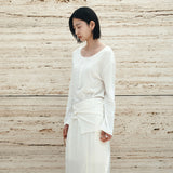 SITP5283 Sheer Henley Neck T-Shirt_White